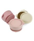 Pandaear 3 pieces of breeding baby bowl with suction cup and lid for children toddlers infants - leak -proof silicone children's bowl baby dishes - soft safe bpa -free - linen brown beige pink - Buy Online on GoSupps.com