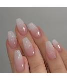 Shop Mouyouglow Short Press On Nails - Ballerina Pink Gradient White Glossy Fake Nails with Glue | Ombre Artificial Fingernails AS3 - International Shipping Available - Buy Online on GoSupps.com