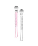 Pickle and Olive Silicone Pacifier Clip - Braided Paci Holder Set of 2 (Pink + Gray) - Buy Online on GoSupps.com
