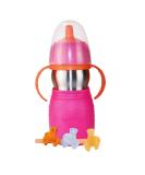 Kid Basix Safe Sippy 2 - Stainless Steel Cup for Babies/Toddlers | Convertible Sippy or Straw | 11 Oz. | Bpa Free - Pink Fuchsia/Pink - Buy Online on GoSupps.com