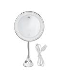 LED Makeup Mirror 10x Magnification with Adjustable Brightness and Three Light Colors | Flexible Gooseneck Magnifying Mirror with Suction Cup for Bathroom, Shaving, Travel Vanity - Buy Online on GoSupps.com