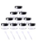 kuou 10 * 15ml Empty Plastic Cosmetic Jars Sample Containers Pots Bottles with Black Screw Lids and 5pcs Spatulas for DIY Travel Makeup Creams/Powder/Mineral Make Up Cosmetic - Buy Online on GoSupps.com