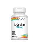 Solaray L-Lysine 500mg VegCaps - Supports Healthy Cognitive Function, Immune System, GI Function, Bones, Joints & Skin - Buy Online on GoSupps.com