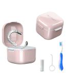Denture Bath Cup with Strainer Basket - Portable False Teeth Storage Holder & Retainer Case - Pink - Buy Online on GoSupps.com