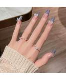 WOOXDYUK 24 Piezas U as Posticas Mate - Puntas de Presi n Cobertura Completa Arte Degradado Mariposa Acr lica Morada | Pesta as de Pegamento Para Manicura Internacional - Buy Online on GoSupps.com