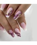Shop Ombre White Purple Marble Press on Nails - 24 Pcs Coffin Shape with Gold Leaf Design | Perfect for Weddings & Birthdays | Gel Stick on Acrylic Nails for Women & Girls - Buy Online on GoSupps.com