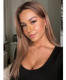 Vebonny Dark Rooted Shoulder-Length Brown Wigs for Women | Synthetic Lace Front Ombre-Brown Wig #807 | Adhesive-Free Soft & Comfortable Everyday Use - Buy Online on GoSupps.com