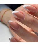 Brishow French Short Press-On Nails | Pink Glitter Ballerina Acrylic Full Cover - 24 pc for Women & Girls - Buy Online on GoSupps.com