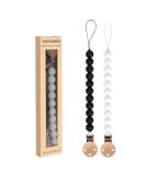 BPA-Free Silicone Pacifier Clip Holder for Baby - 2 Pack (White+Black) - Buy Online on GoSupps.com
