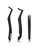 simarro 3 Pcs Eyelash Applicator Tool Set False Eyelashes Applicator Tool Remover Clip Professional Eyelashes Tweezers Curved Eyelash Eyebrow Curler for Beginners Makeup Artists (Black) - Buy Online on GoSupps.com
