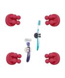 Tecbull Funny Hooks Toothbrush & Razor Holder - Self-Adhesive No Drill 4x Raspberry Red Clamping Brackets & Replacement Pads - Perfect for Shower & Bathroom Organization - Buy Online on GoSupps.com