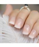 Ombre Pink Nude White French False Nails - Medium Squoval Gradient Press on Nails - Buy Online on GoSupps.com