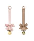 Elodie Details Pacifier Chain 2 Pack | Fabric & Stainless Steel Clip | Universal Silicone Ring | Powder Pink & Soft Terracotta - Ideal for Baby Boys & Girls - Buy Online on GoSupps.com