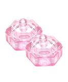 2Pcs Crystal Glass Nail Art Dappen Dish with Hexagon Lid - Pink - Buy Online on GoSupps.com