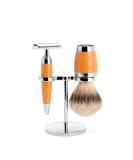 M HLE STYLO Silvertip Badger Safety Razor Set - Luxury Wet Shaving Kit in Butterscotch | International Shipping Available - Buy Online on GoSupps.com