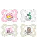 Buy MAM Skin Soft Silicone Pacifiers for Girls 0-6 Months - Set of 4 with Sterilized Transport Boxes | International Shipping Available - Buy Online on GoSupps.com