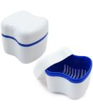 Buy Dental Third Teeth Storage Box - 2 Piece Prosthesis Cup with Filter Basket | Durable Orthodontic Dentures Organizer (White/Blue) - International Shipping Available - Buy Online on GoSupps.com