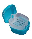 Denture Box with Strainer - Portable False Teeth Storage Container & Cleaning Kit for Travel - Light Blue - Buy Online on GoSupps.com