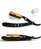 Premium Black and Gold Straight Edge Shaving Razor for Men - Perfect for Hair Mustache and Eyebrow Grooming | International Shipping Available - Buy Online on GoSupps.com