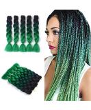 Showjarlly Jumbo Braid Hair Extensions - 24 Inch Ombre KanCalon Braid (5 Pack) for Crochet & Twist Braids - Black/Black Green/Dark Green - Buy Online on GoSupps.com