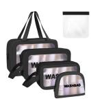 5PCS Clear Toiletry Bag Set - Waterproof Travel Makeup Bags with Zipper Handle, Portable and TSA Approved for Men and Women (Black) - Buy Online on GoSupps.com