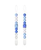 Flow Fire Silicone Dummy Clip - 2Pcs Baby Dummy Clips for Boys and Girls | Fits All Soothers and Dummies - Blue - Buy Online on GoSupps.com