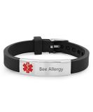 Custom Adjustable Silicone Medical Alert Food Allergy Bracelet - Free Engraving for Men Women & Kids | Daily Life Emergency Saver - Buy Online on GoSupps.com