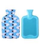 HomeTop Premium 2L Rubber Hot Water Bottle with Soft Fleece Cover, Blue Sheep Design - 67.63 Fl Oz - Buy Online on GoSupps.com