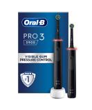 Oral-B Pro 3 Electric Toothbrushes for Adults - 2 Handles, 2 Cross Action Heads - Christmas Gifts - 3 Modes, Teeth Whitening - UK Plug - Black - Buy Online on GoSupps.com