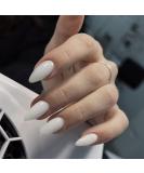 Summer White Almond Shaped Press-on Nails - KXAMELIE Glue on Acrylic Nails for Women - Medium Length Stick on Nails for Daily Work Wear - Buy Online on GoSupps.com