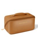 Aucuu Premium PU Cosmetic Travel Bag - Large Capacity Zipper Organizer, Waterproof & Portable - Brown-4 - Buy Online on GoSupps.com