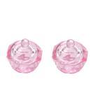SUKPSY 2 Pcs Glass Crystal Dappen Dish Cup with Lid - Nail Art Acrylic Liquid Powder Glassware Tool | Pink Octagon Design - Buy Online on GoSupps.com