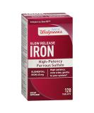 Walgreens Iron Slow Release 45mg Tablets - 120 Count | High Potency Ferrous Sulfate - Buy Online on GoSupps.com