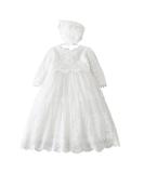 Leideur Baby Long Christening Gown White Baptism Dress Girls Birthday 6-9 Months - Buy Online on GoSupps.com
