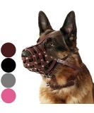 Collardirect Leather Basket Muzzle for Large Breeds - German Shepherd Dalmatian Doberman Setter - Medium & Large Sizes - Black & Chestnut Brown - Buy Online on GoSupps.com