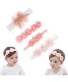 4 Pack Baby Girls Flower Headbands - Elastic Nylon Hair Accessories for Newborns | Perfect for Parties & Weddings - Buy Online on GoSupps.com