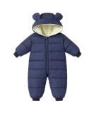 BRONG Baby Snowsuit Winter Coat | Newborn Hooded Fleece Romper Navy | Infant Windproof Outerwear 0-6 Months - Buy Online on GoSupps.com