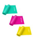 Coolrunner 7FT Elastic Flat Exercise Band Set - Latex Free Resistance Bands for Pilates Gym & Yoga - Includes Carry Bag - Green Yellow & Rose Red - Buy Online on GoSupps.com