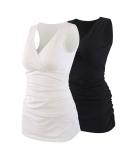 Manci Women's Nursing Maternity Top - Cotton V-Neck Ruched Waist Pajama Top (Size S, White and Black) - Buy Online on GoSupps.com