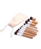 VVStudio 11 Pcs Bamboo Makeup Brush Set - Foundation Powder Blending & Concealer Brushes & Organizer Pouch | International Shipping - Buy Online on GoSupps.com