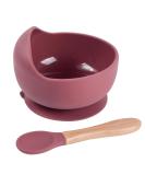 Suction Bowl & Bamboo Spoon Weaning Set | Food Grade Baby Feeding Bowls & Spoons | BPA Free Silicone Children Tableware - Buy Online on GoSupps.com