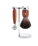 M HLE Vivo Shaving Set - Vegan Black Fibre Brush Safety Razor & Stand with Plum Wood & Metal Accents - International Shipping - Buy Online on GoSupps.com