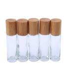 ConStore 5pcs Clear Glass Roller Bottles 10ml - Refillable Essential Oil Bottles with Bamboo Lid & Stainless Steel Rollers - Buy Online on GoSupps.com