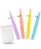 4-Piece Precision Tweezers Set - Stainless Steel Eyebrow & Eyelash Tweezers for Men & Women - Ingrown Hair & Splinter Removal - Buy Online on GoSupps.com