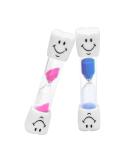 2 pieces of hourglass smiley toothbrush sandwear colorful sand egg clock 2-color-sandwatch timer hourglass timmer for kitchen children's teeth brushing at home office and playmaker (pink + blue approx. 3 minutes) - Buy Online on GoSupps.com