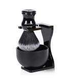 Je&Co Men's 3 in 1 Shaving Brush Set with Synthetic Bristles - Acrylic Stand and Steel Bowl - Buy Online on GoSupps.com
