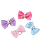 Zerodis Handmade Dog Hair Accessories - 20pcs Small Bow Hair Bands for Pets, Puppy Dots & Faux Pearl Design - Buy Online on GoSupps.com