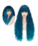 FVCENT 27 Teal Curly Synthetic Wig with Bangs for Women & Girls Charming Style & Comfort - Buy Online on GoSupps.com