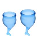 Satisfyer Feel Secure Menstrual Cup - Reusable Silicone Period Cup with Stem - 2 Sizes for All Flows - Soft Flexible & Body-Safe - Easy Insertion & Removal (Dark Blue - Buy Online on GoSupps.com