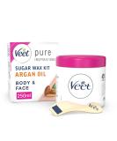 Veet Pure Hot Wax Argan Oil Body and Face 250ml each 1 Spatula 12 Reusable Fabric Strips Sugar Wax Kit Natural Ingredients Long Lasting Results Hair Removal (Packaging may vary) - Buy Online on GoSupps.com